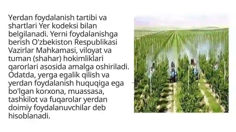 Yerlardan foydalanishning huquqiy xususiyatlari 4