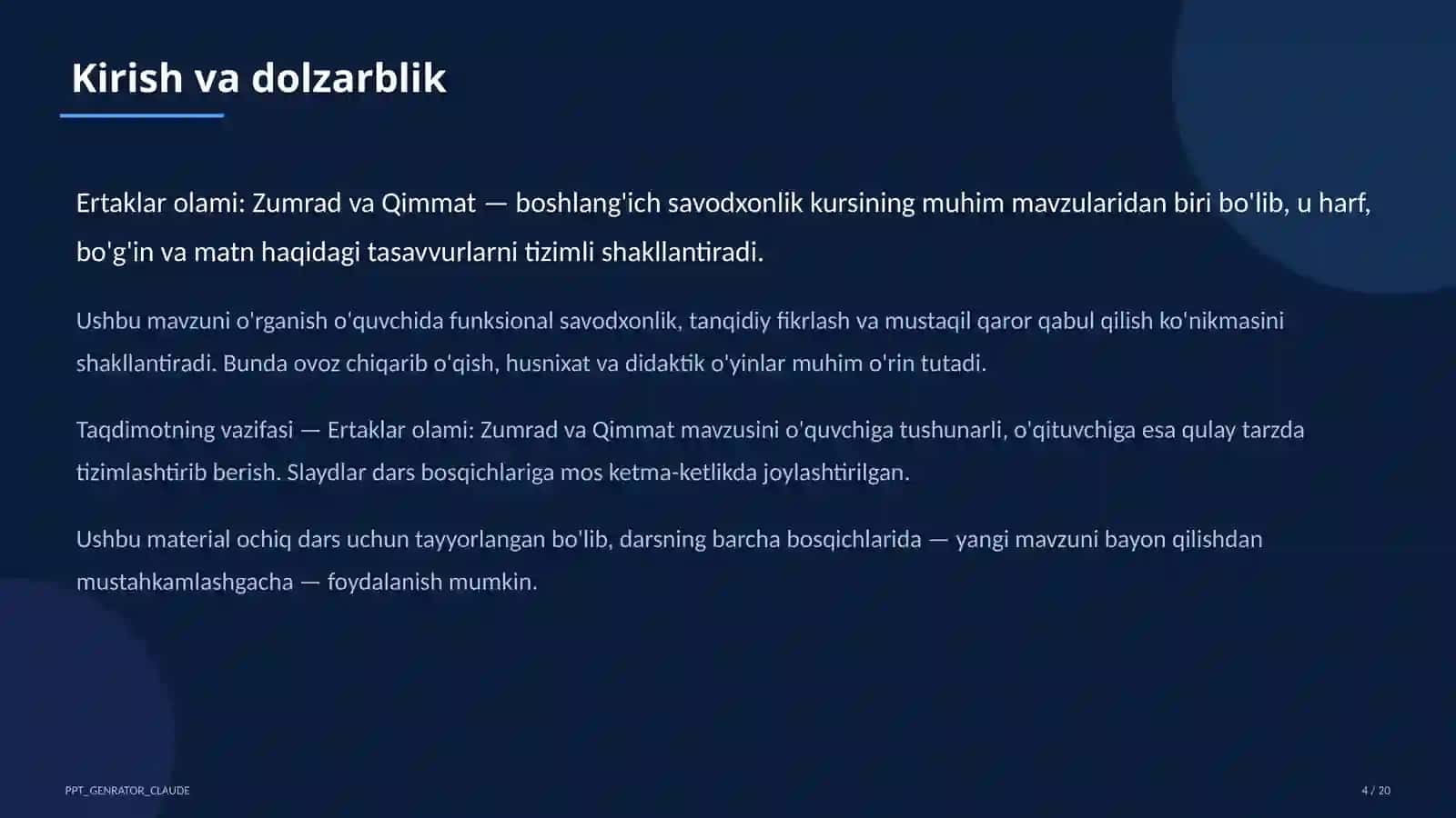 Ertaklar olami: Zumrad va Qimmat (1-sinf) 4