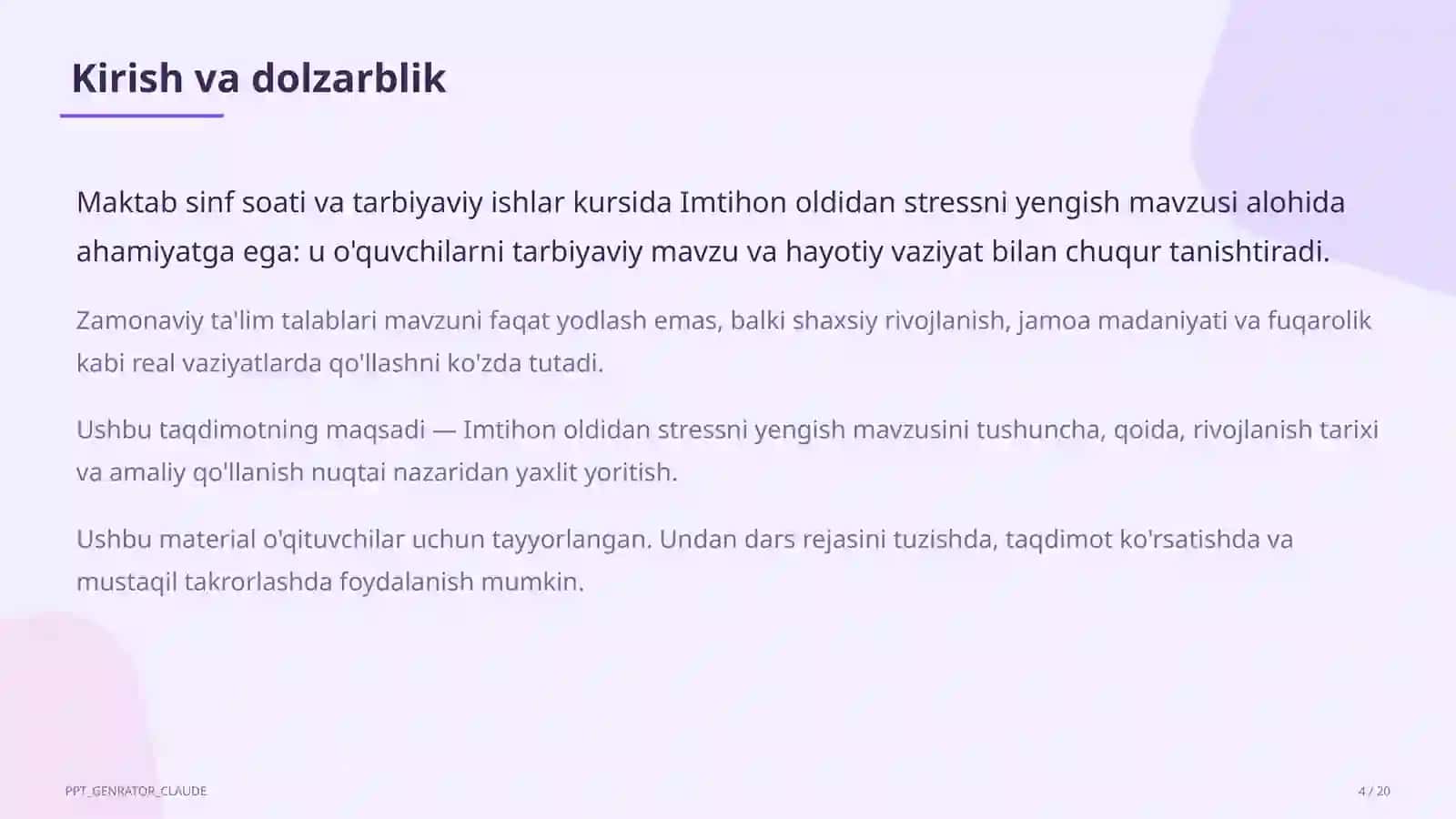 Dars rejasi 4