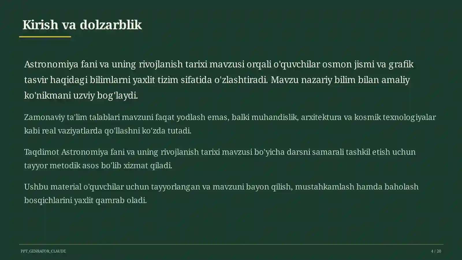 Astronomiya fani va uning rivojlanish tarixi (10-sinf) 4