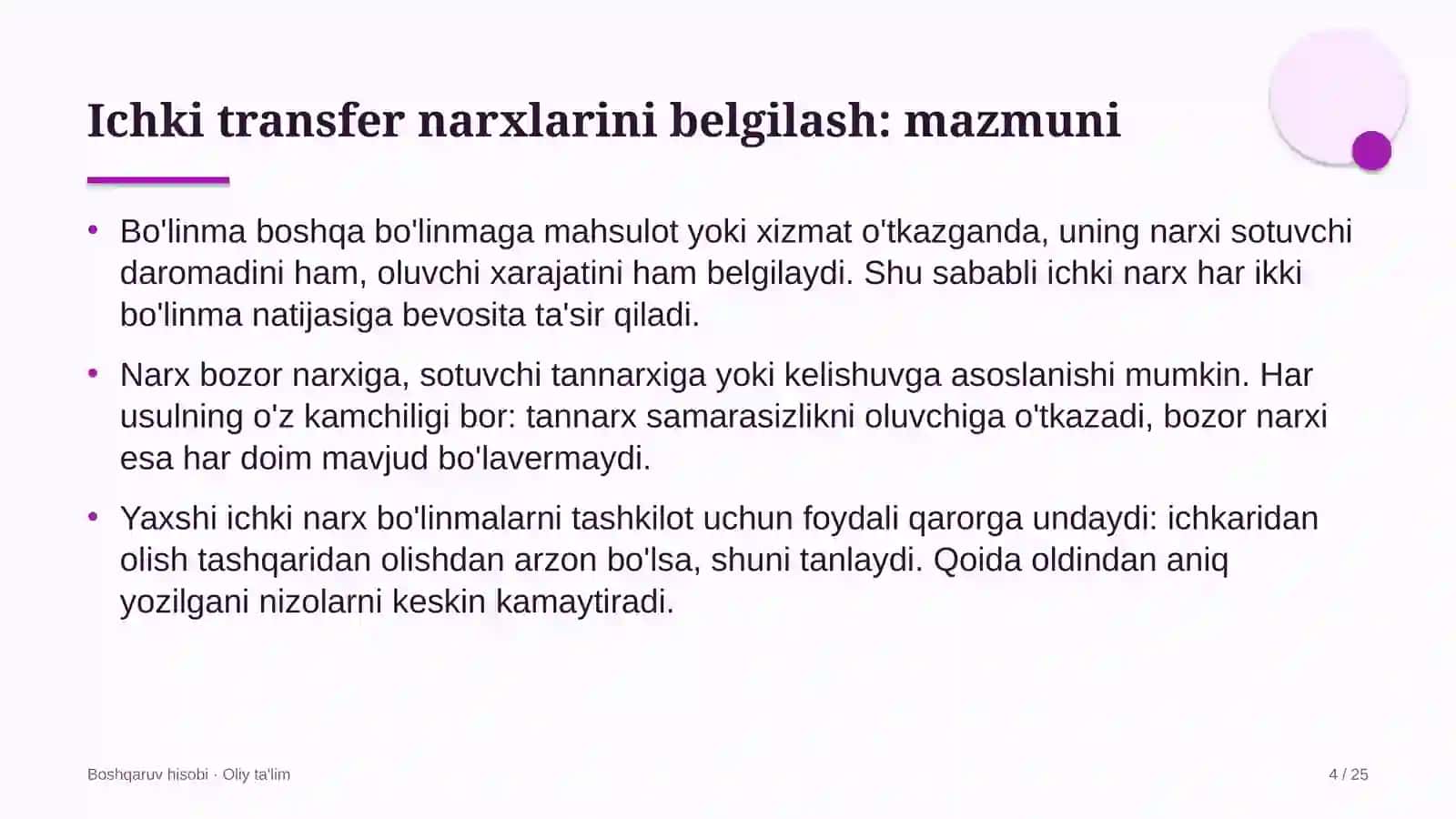 fintex kompaniyalarida ichki transfer narxlarini belgilash 5640 4