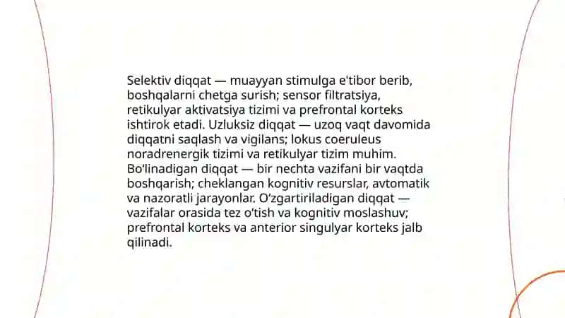 Diqqat va uning nerv fiziologik asoslari 4