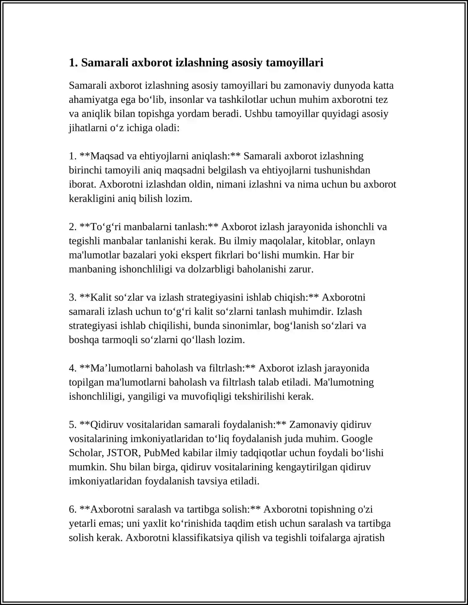 OʻQUV AXBOROT MA'LUMOTLARINI SAMARALI IZLASH PEDAGOGNING KREATIVLIK SIFATLARIGA EGALIGINI KO'RSATUVCHI MUHIM HOLAT EKANLIGI 4