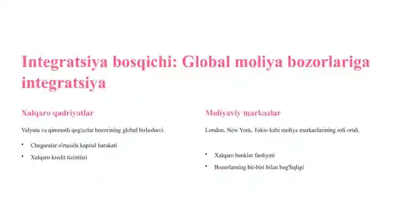 Rivojlangan mamlakatlar bank va moliya bozorlarining rivojlanish bosqichlari 4