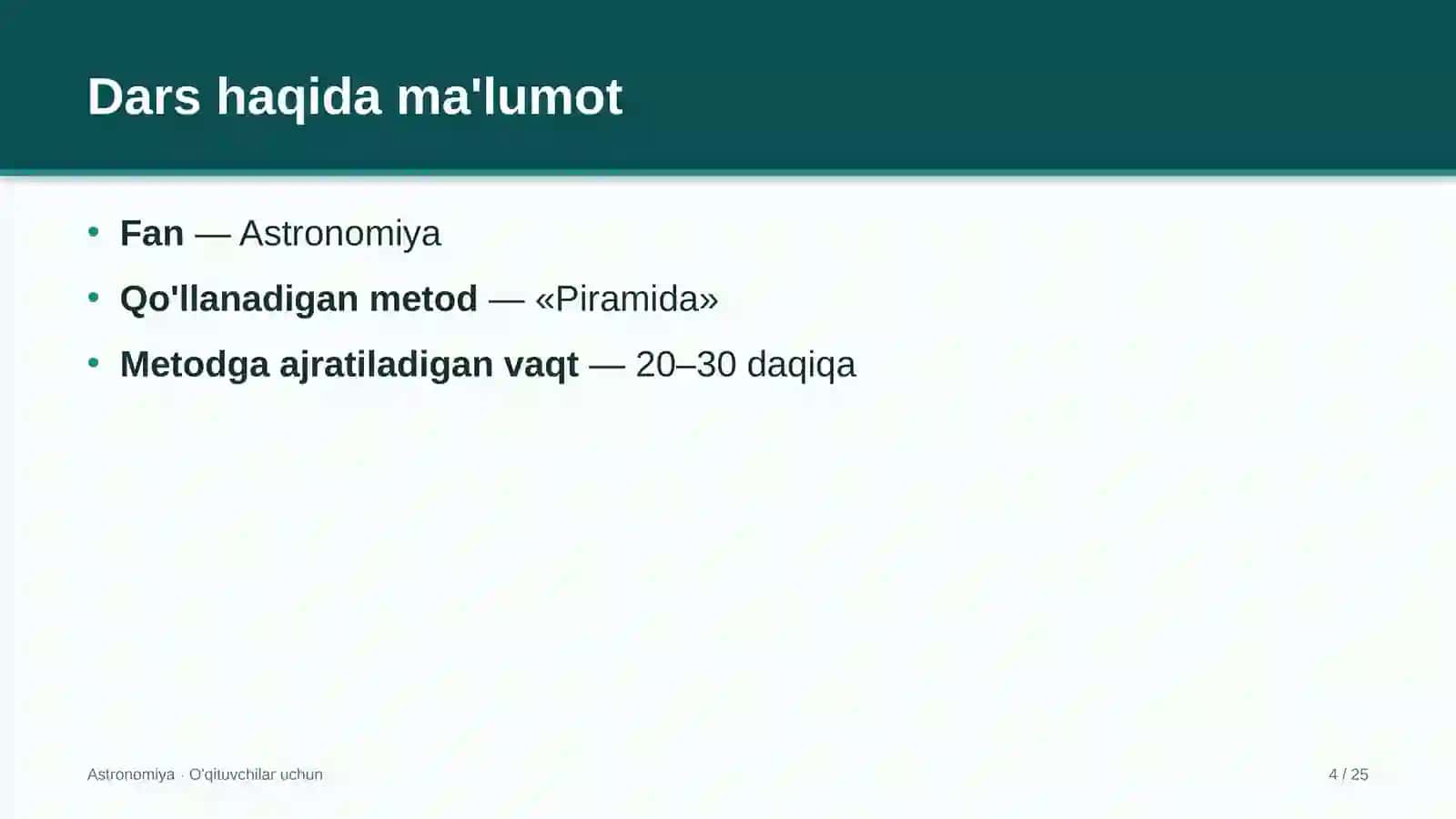 astronomiya darslarida piramida metodidan foydalanish 7961 4