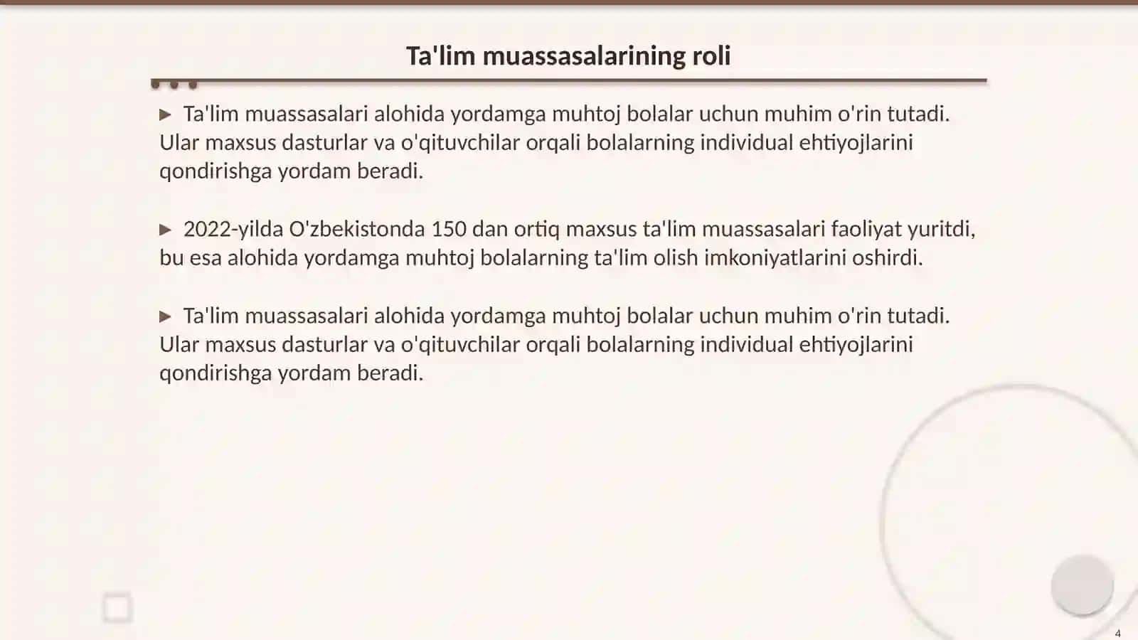 Alohida yordamga muhtoj bolani samarali uchun tashqi sharoitlar 4