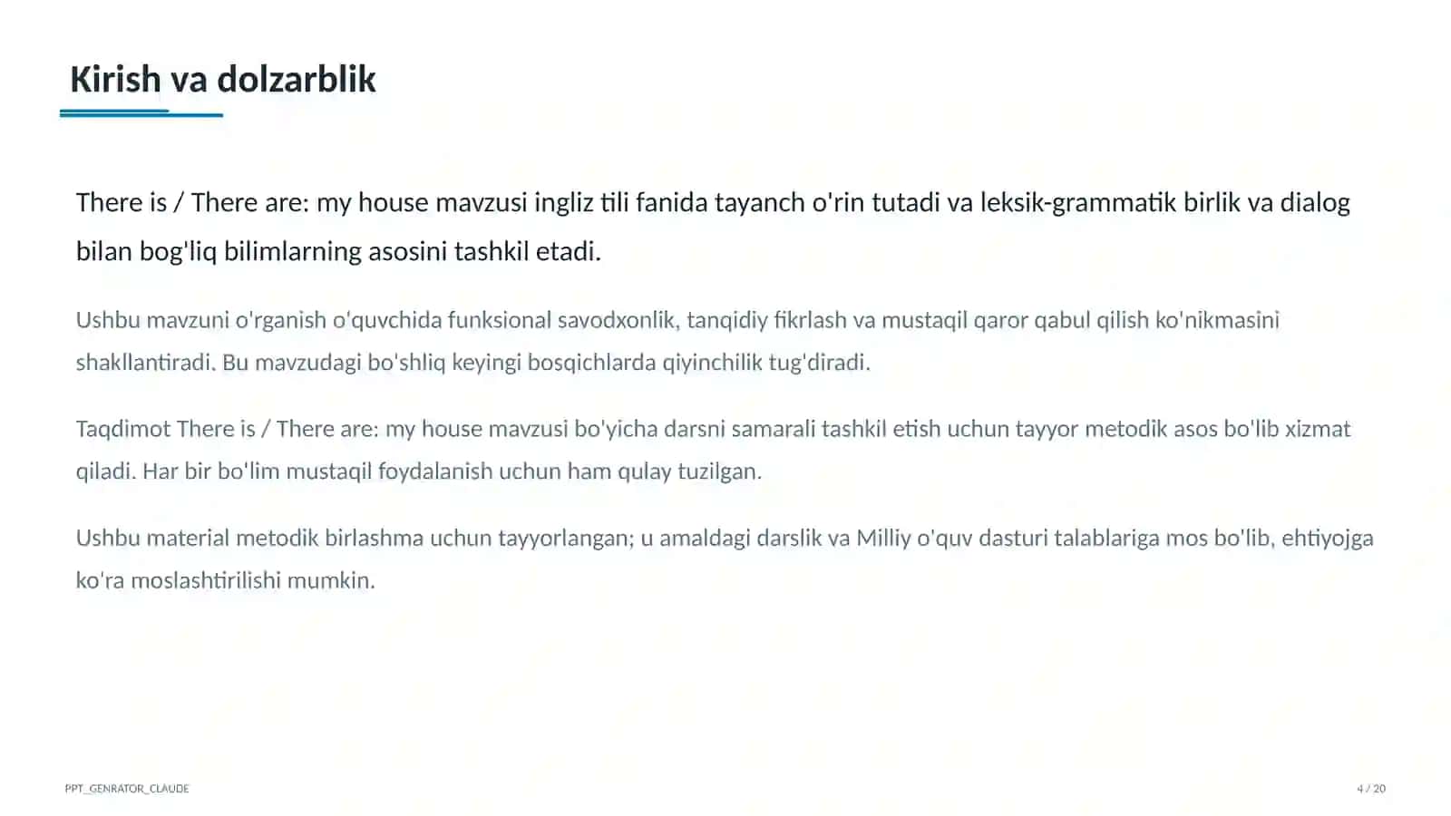 Ingliz tili (1–11) — metodik birlashma uchun 4