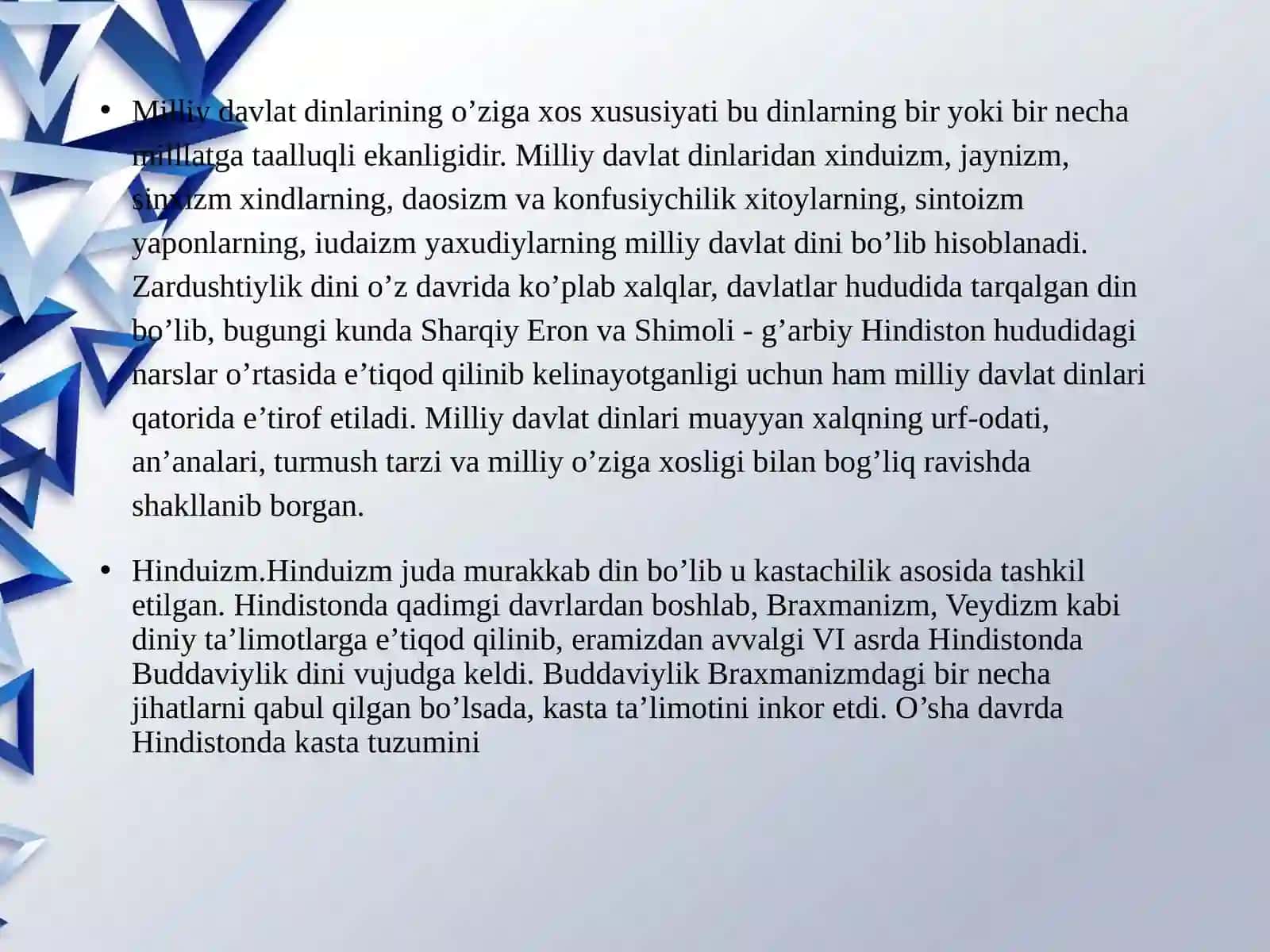 milliy dinlar 4