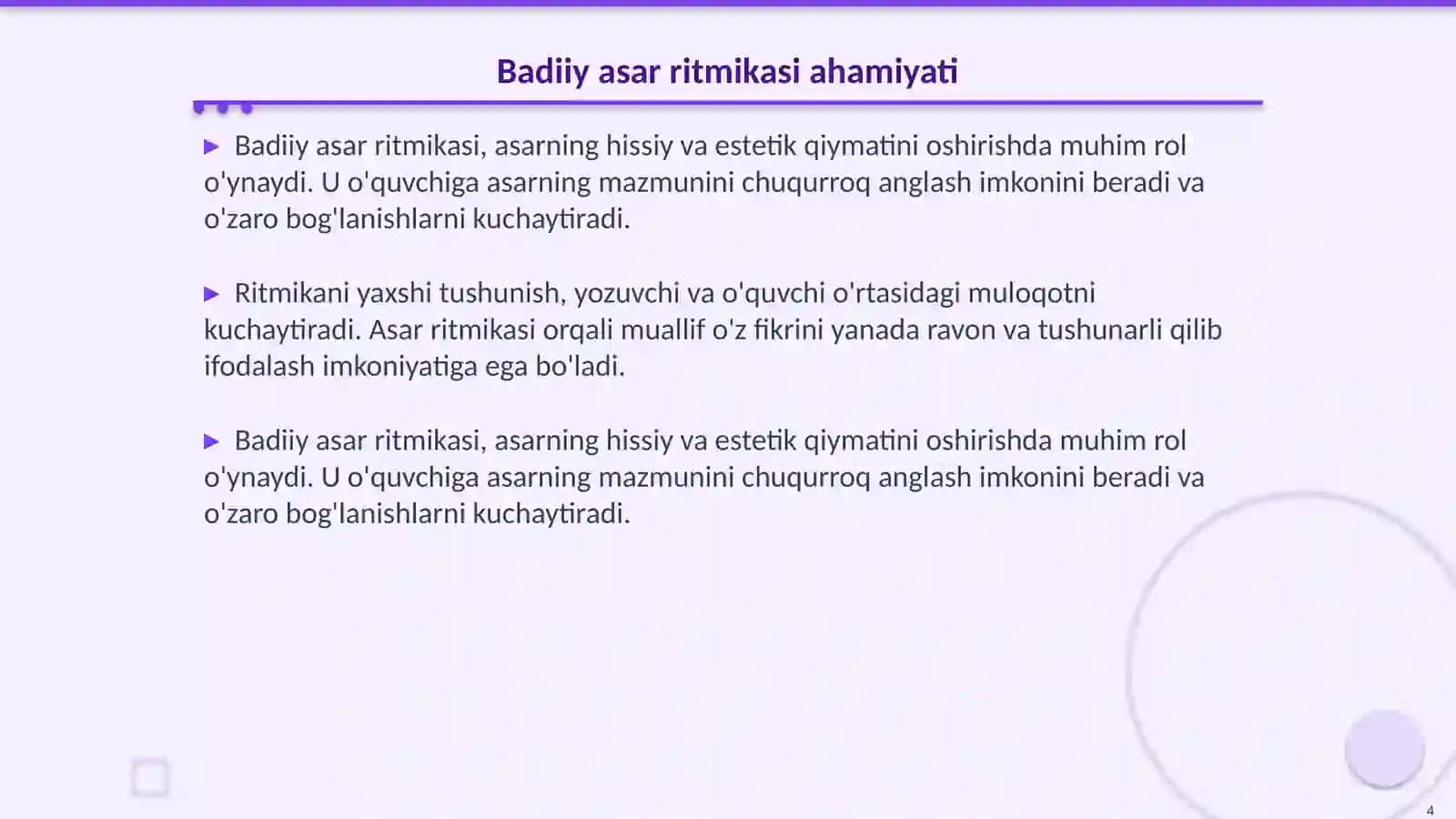 Badiiy asar ritmikasi 4