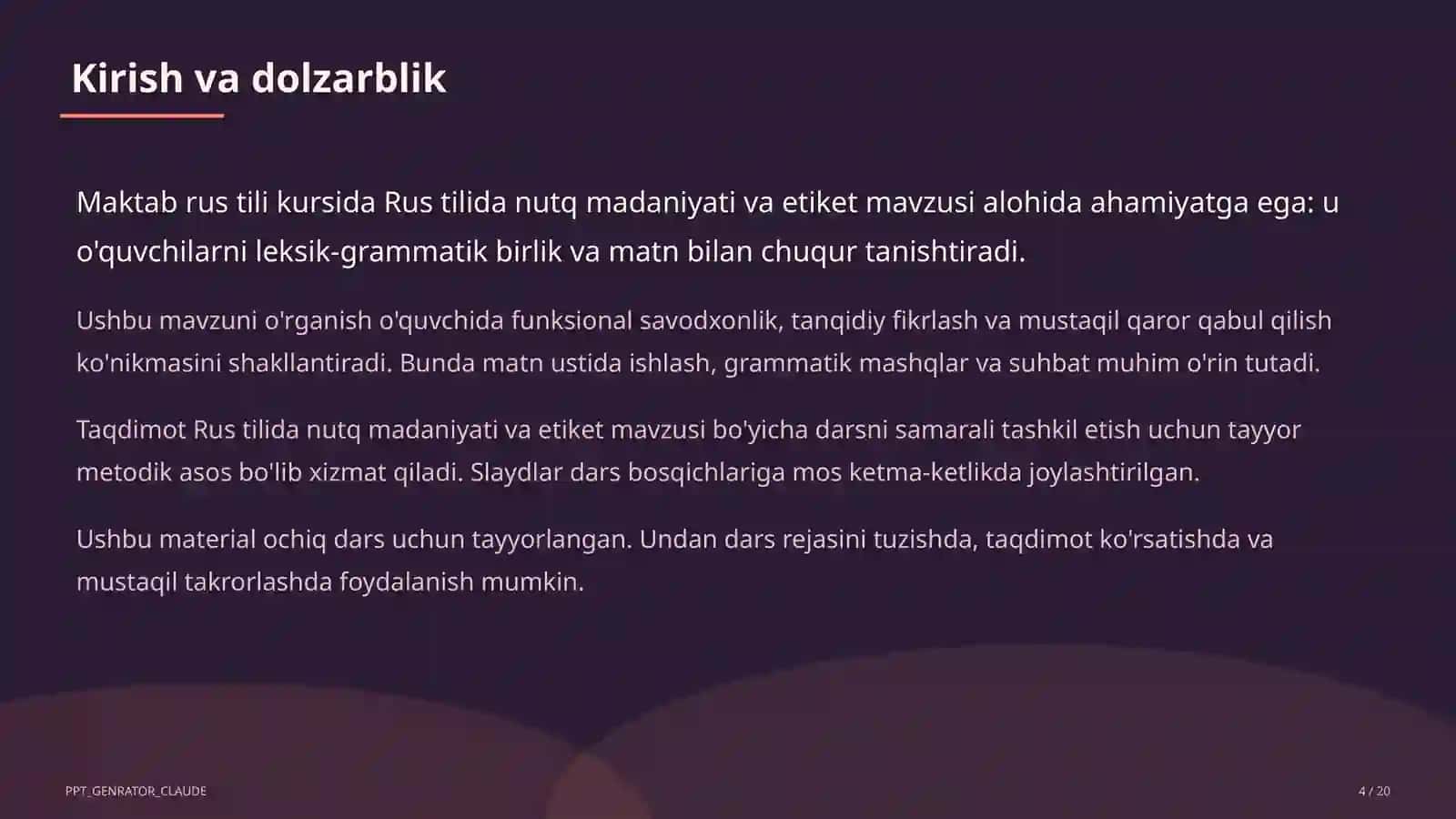 Rus tilida nutq madaniyati va etiket (11-sinf) 4