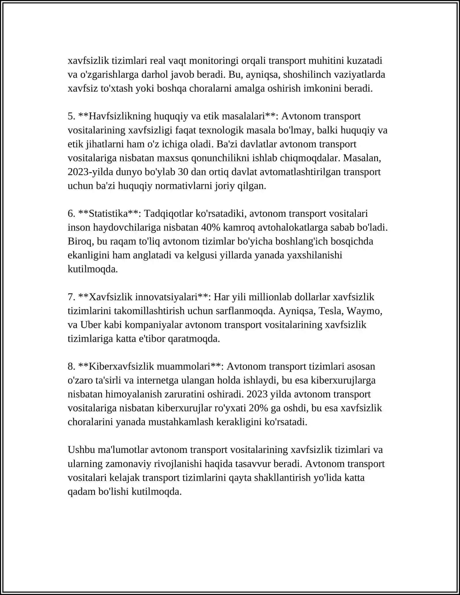 AVTONOM TRANSPORT VOSITALARI VA KIBERXAVFSIZLIK XAVFLARI 4
