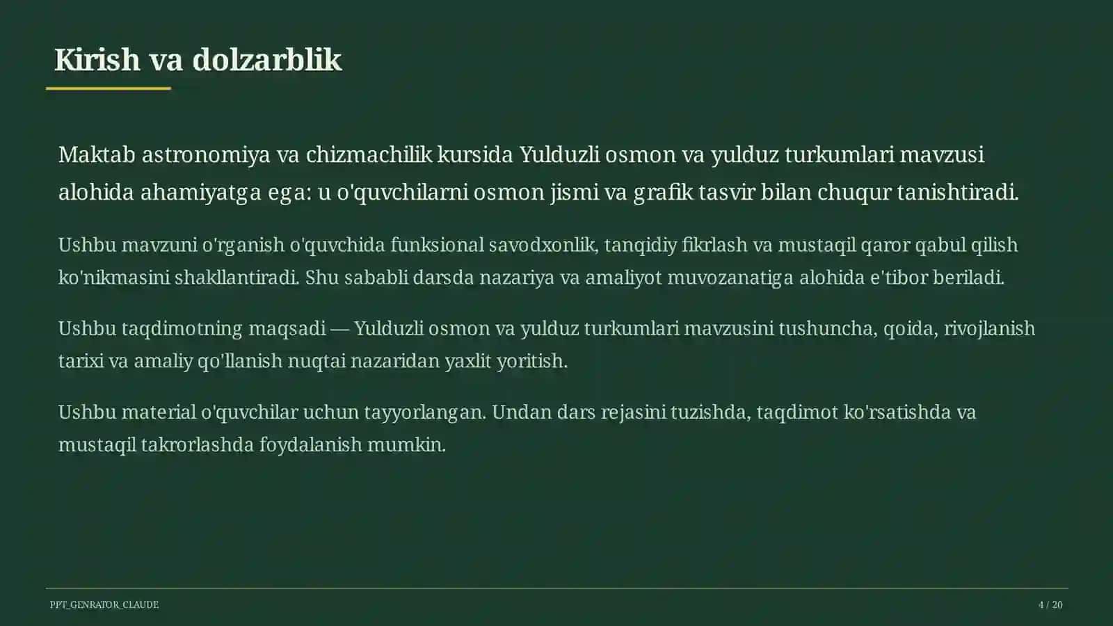Yulduzli osmon va yulduz turkumlari (8-sinf) 4