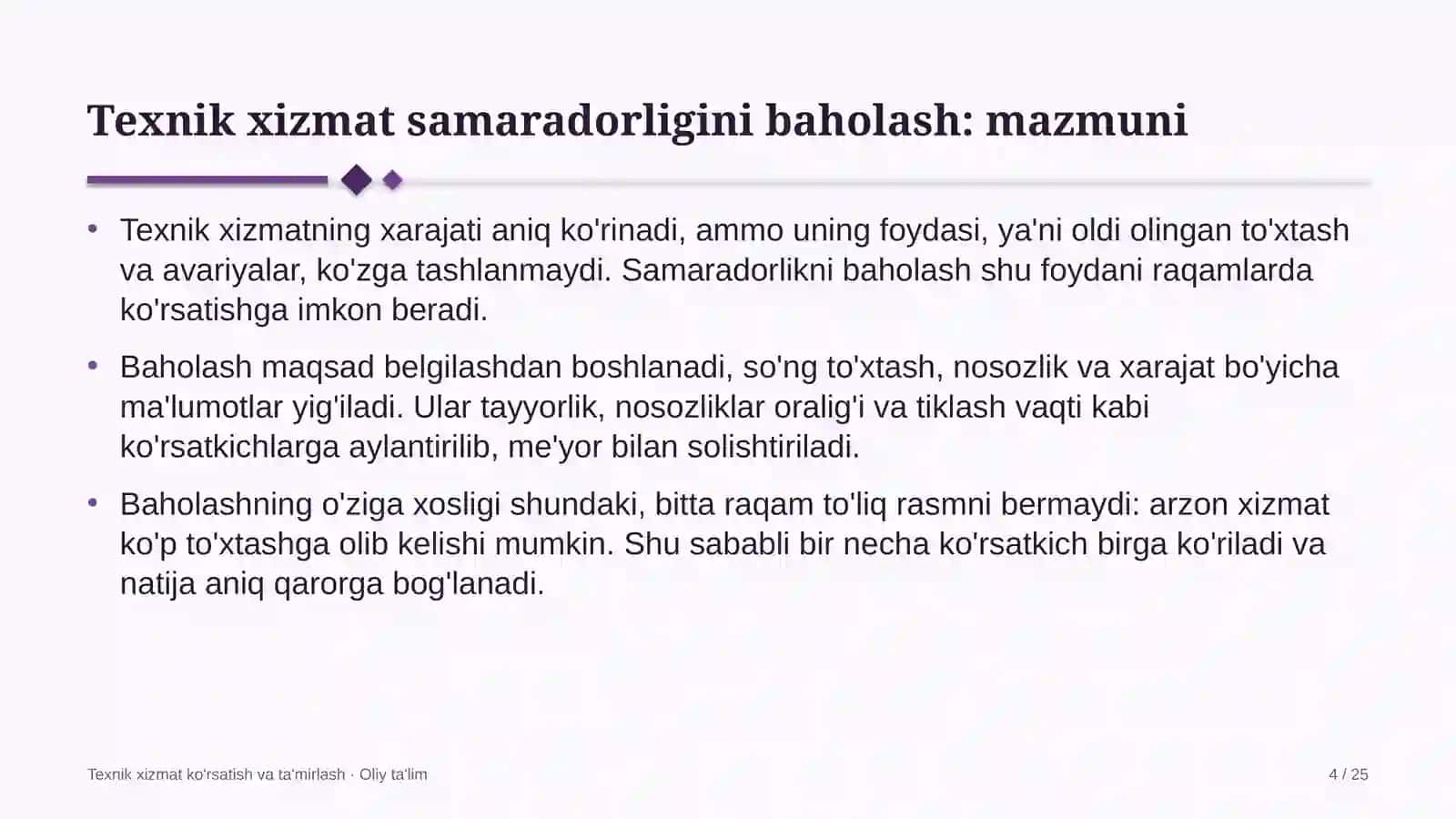 polizchilikda texnik xizmat ko'rsatish samaradorligini baholash 9550 4