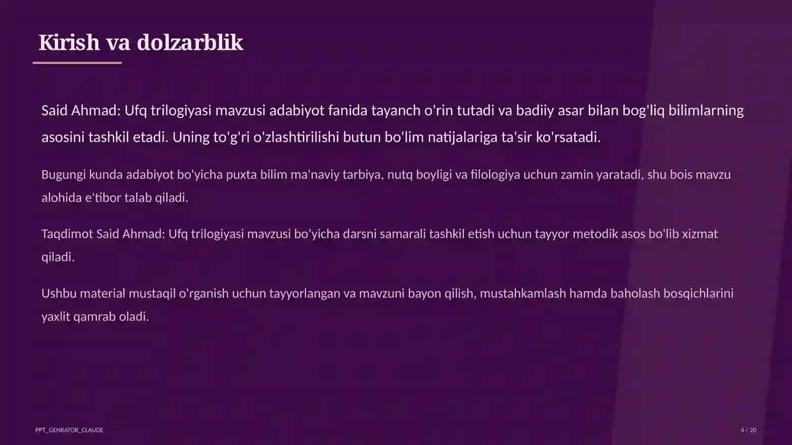 Said Ahmad: Ufq trilogiyasi (11-sinf) 4