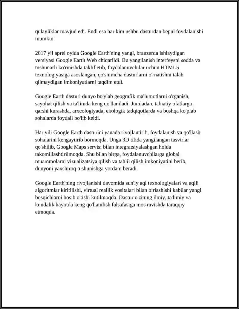 GOOGLE EARTH DASTURI MAVZUSIDA 35 VAROQLI MUSTAQIL ISH 4