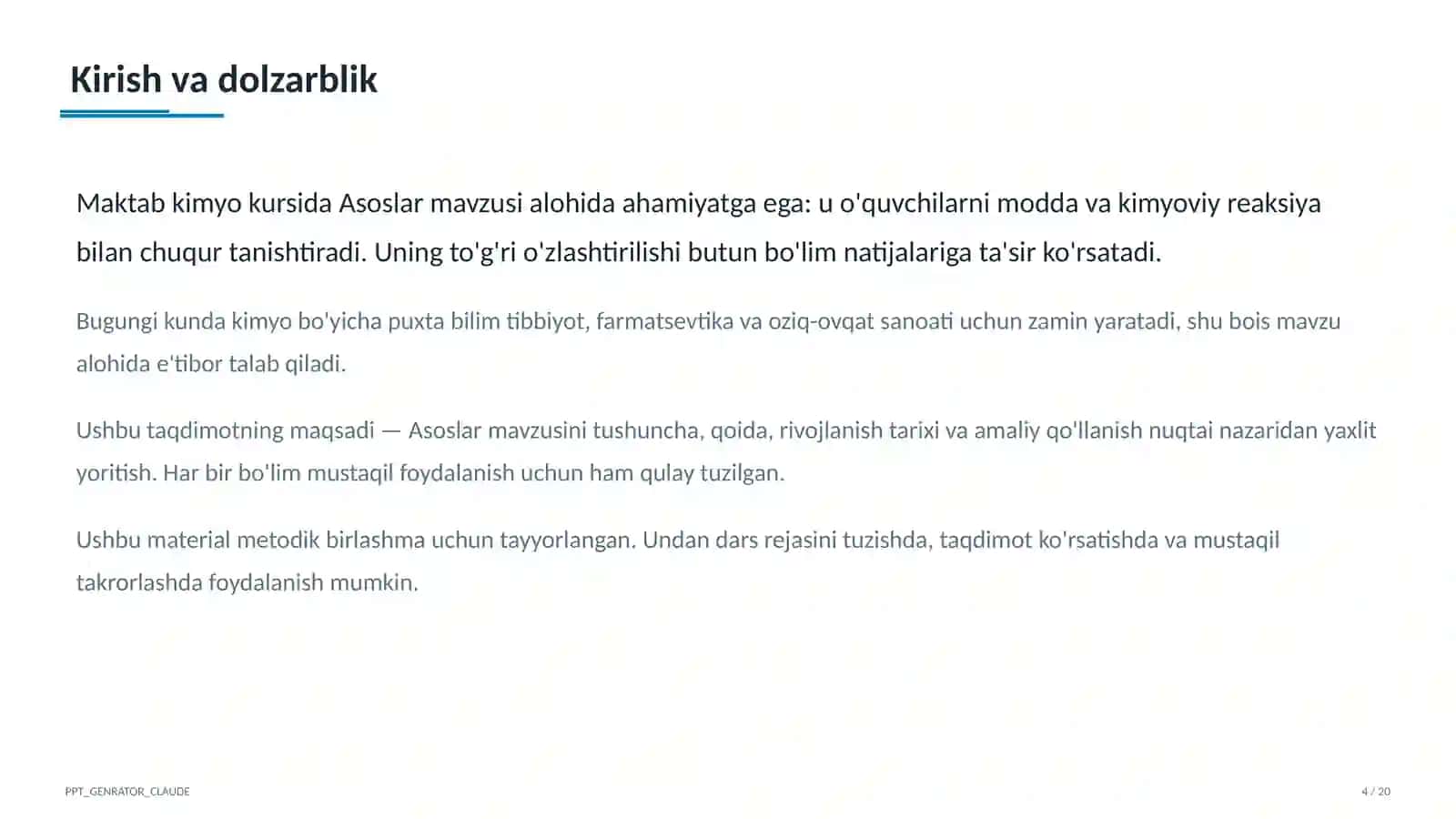 Kimyo (7–11) — metodik birlashma uchun 4