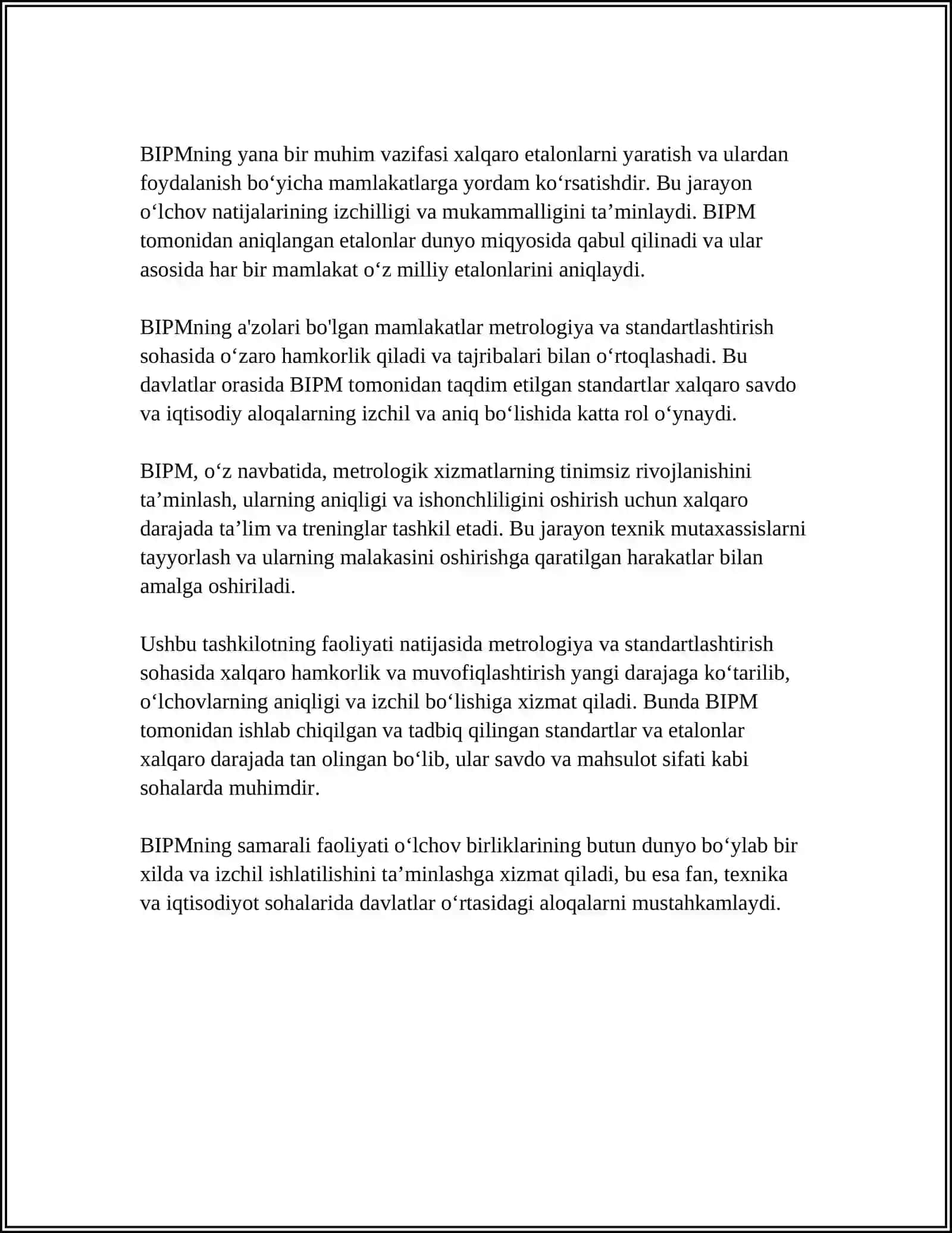 Vazn va o‘lchovlar bo‘yicha Xalqaro Byuro (BIPM) 4