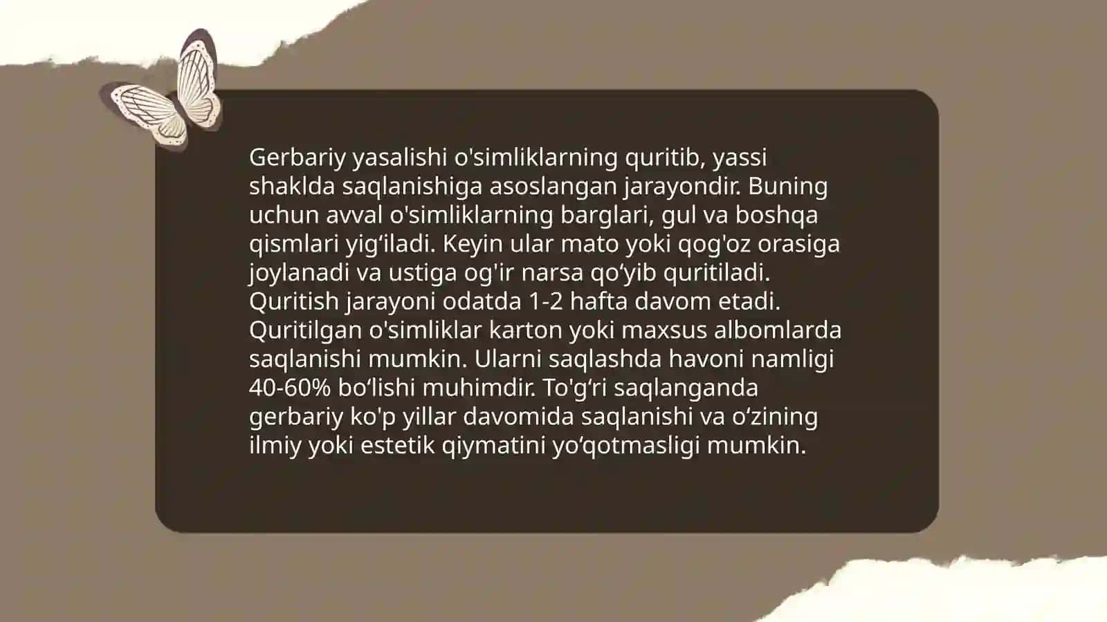 Gerbariy tayyorlashning ahamiyati 4