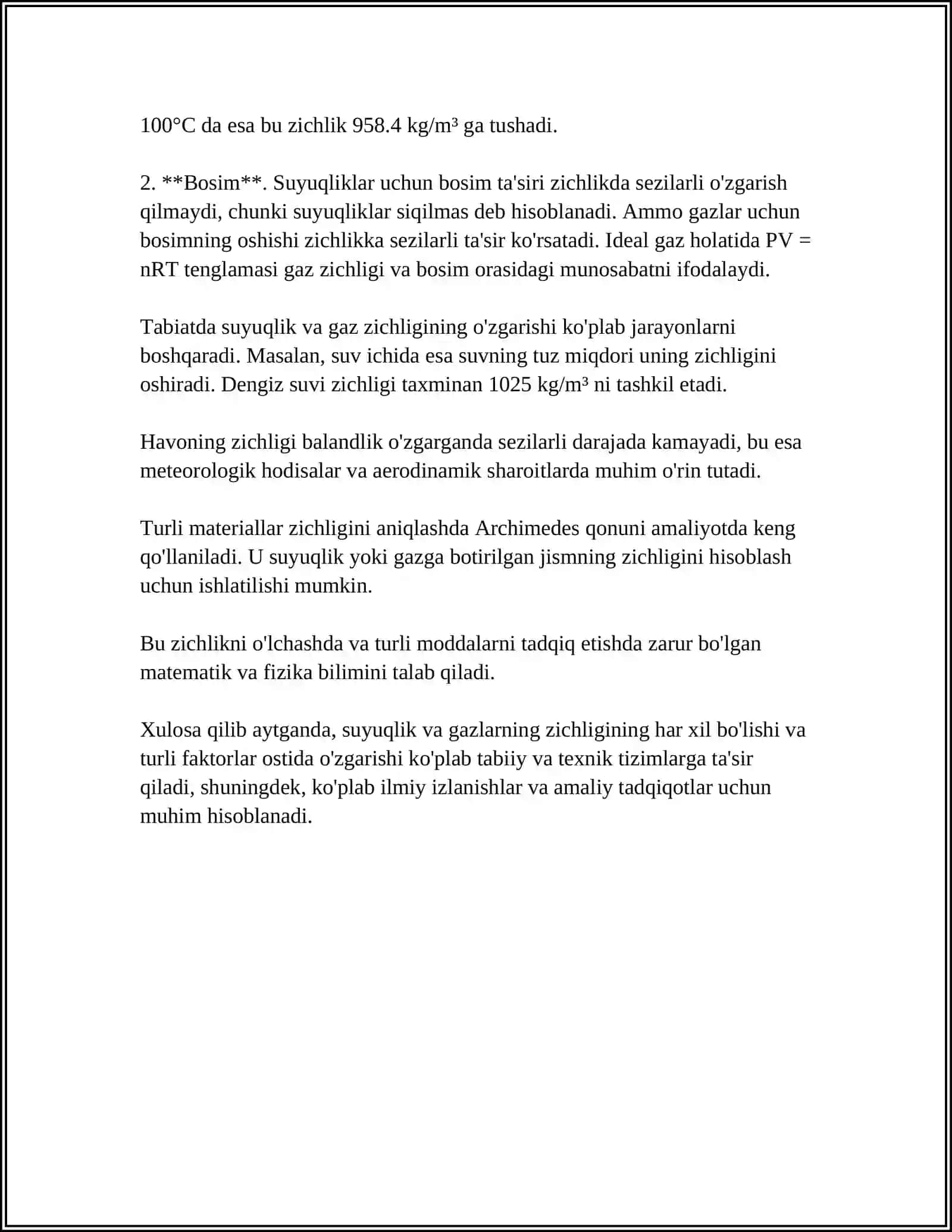 SUYUQLIK VA GAZLARNING UMUMIY XOSSALARI 4