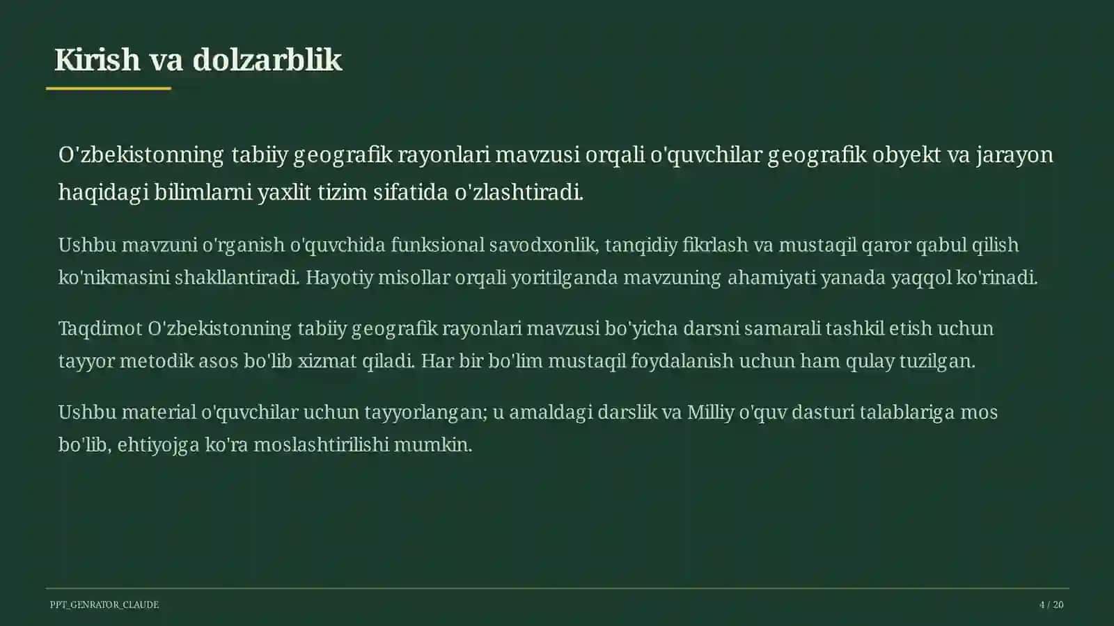 O'zbekistonning tabiiy geografik rayonlari (8-sinf) 4