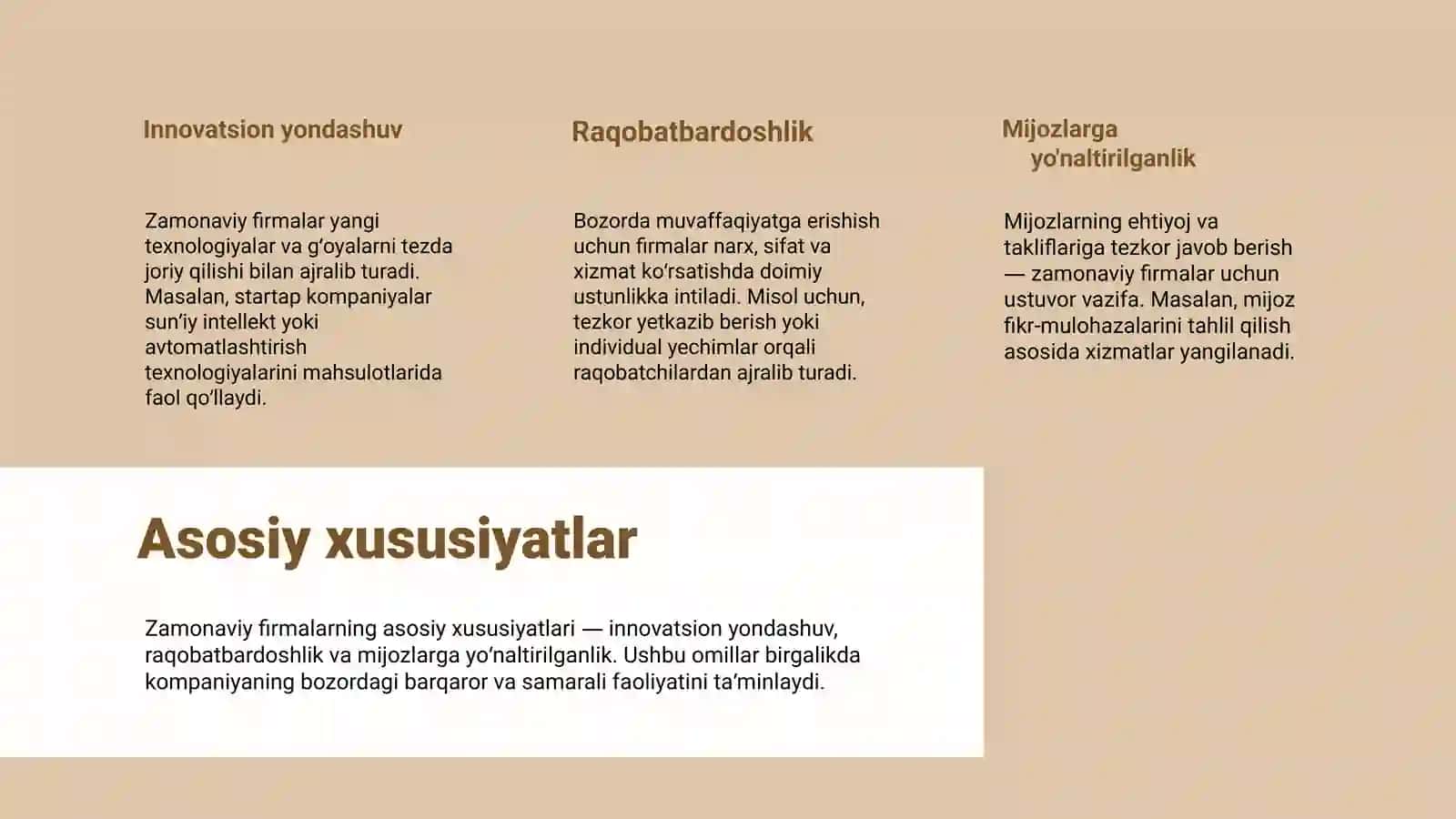 Zamonaviy firmalar va ularning funktsiyalari 4