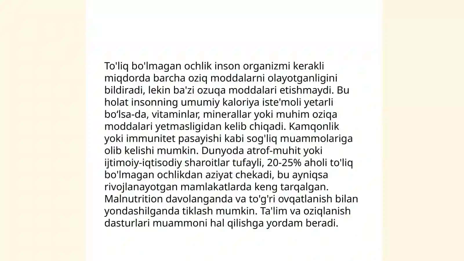 To'liq va to'liq bo'lmagan ochlik 4