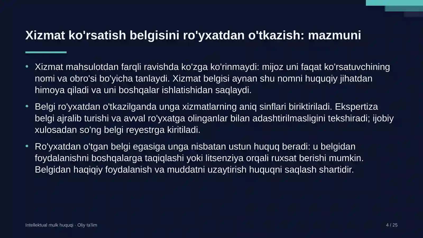 xolding kompaniyalarida xizmat ko'rsatish belgisini ro'yxatdan o'tkazish 8734 4