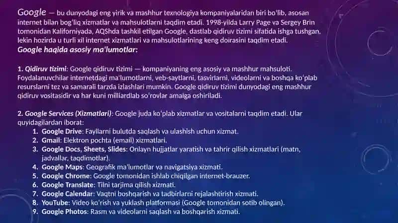 Google vositalari va xizmatlaridan (google drive, google docs) foydalangan holda o’quv jarayoni va o’quv ma’lumot maydonini loyihalash 4