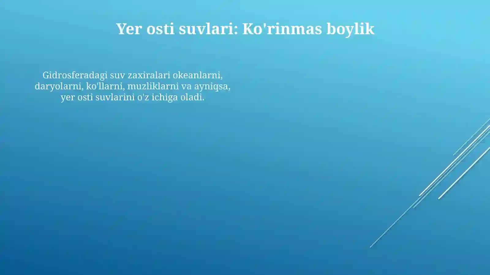 Inson hayotida suvning ahamiyati. Gidrosferada suv zahirasi 4