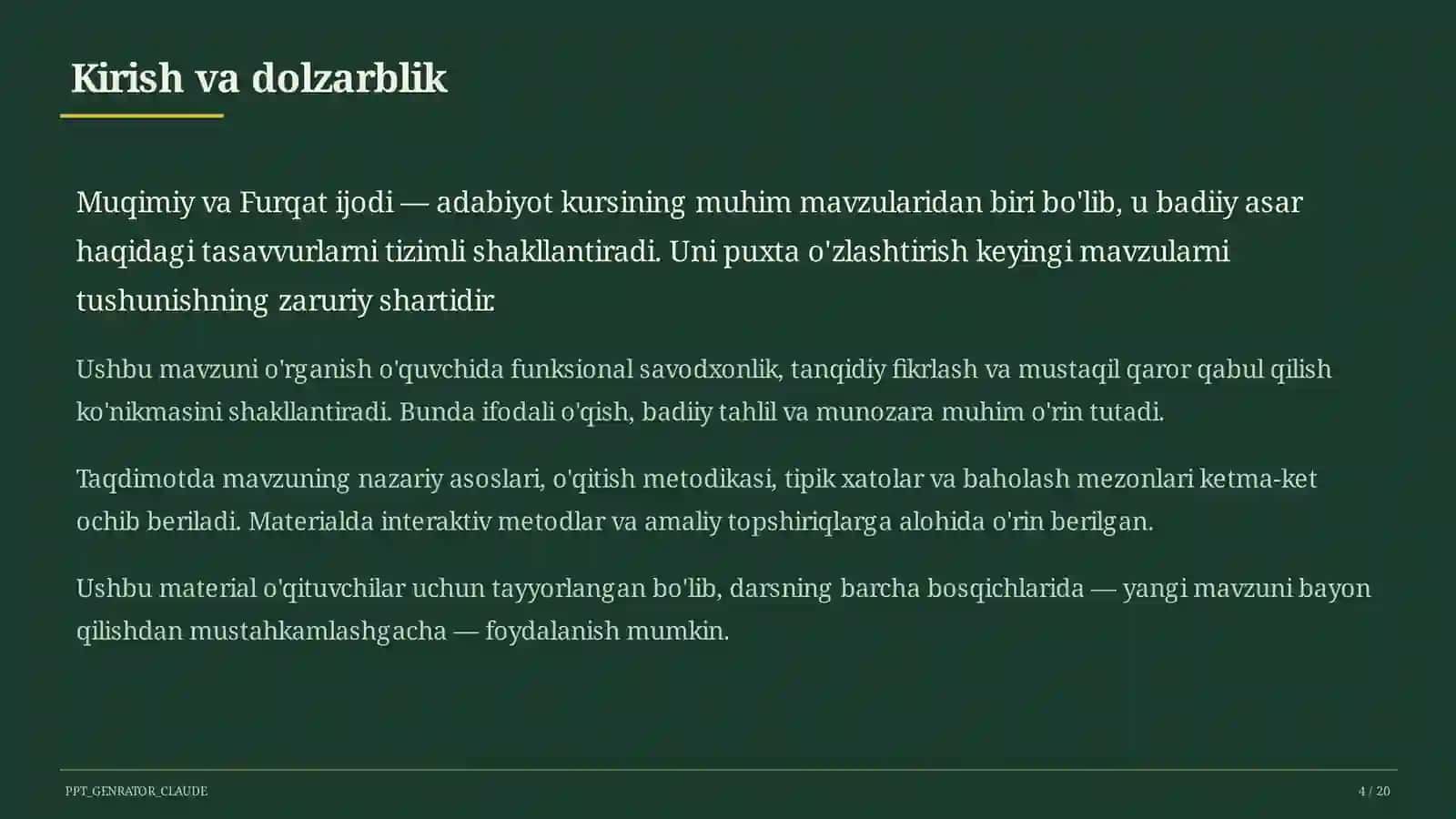 Muqimiy va Furqat ijodi (10-sinf) 4