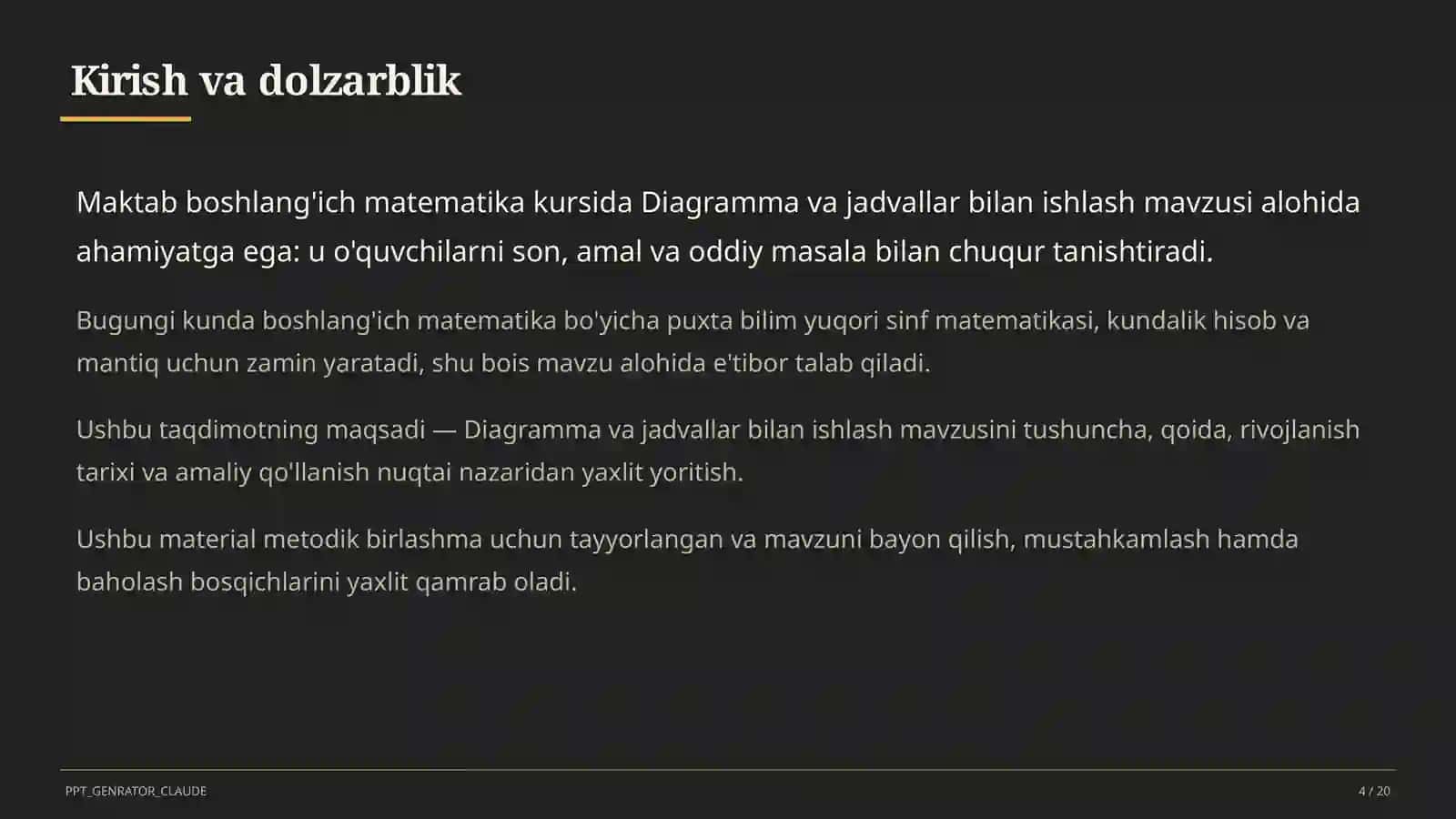 Diagramma va jadvallar bilan ishlash (4-sinf) 4