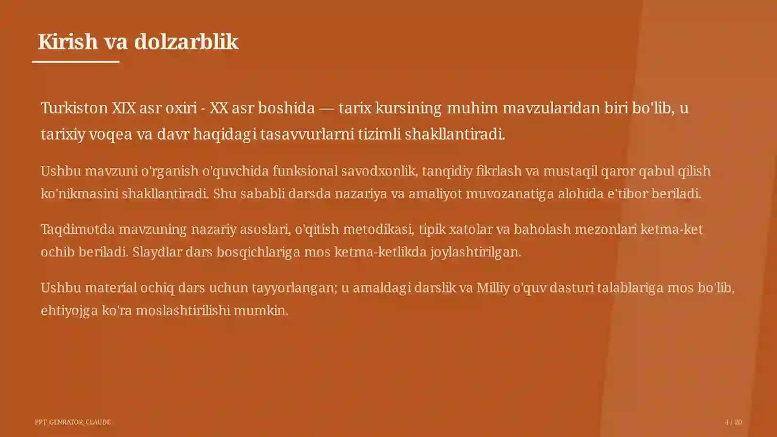 Turkiston XIX asr oxiri - XX asr boshida (9-sinf) 4