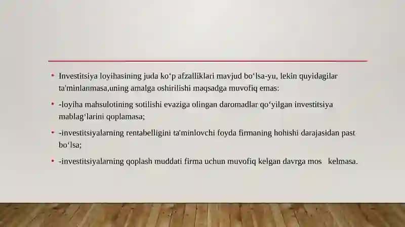 Investitsiya loyihalarining moliyaviy va iqtisodiy samaradorligini baholash 4