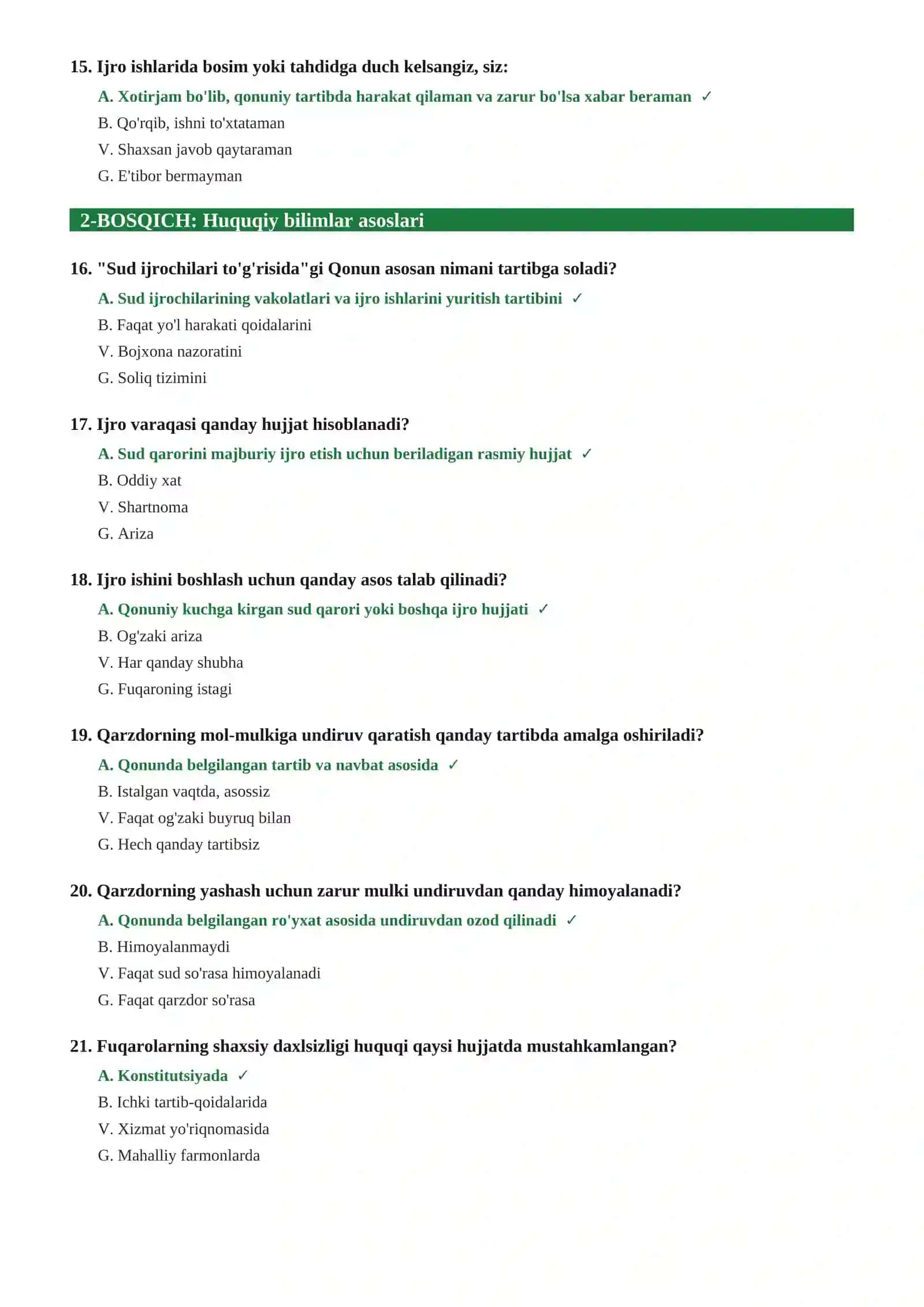 Sud ijrochilari test savollari 4