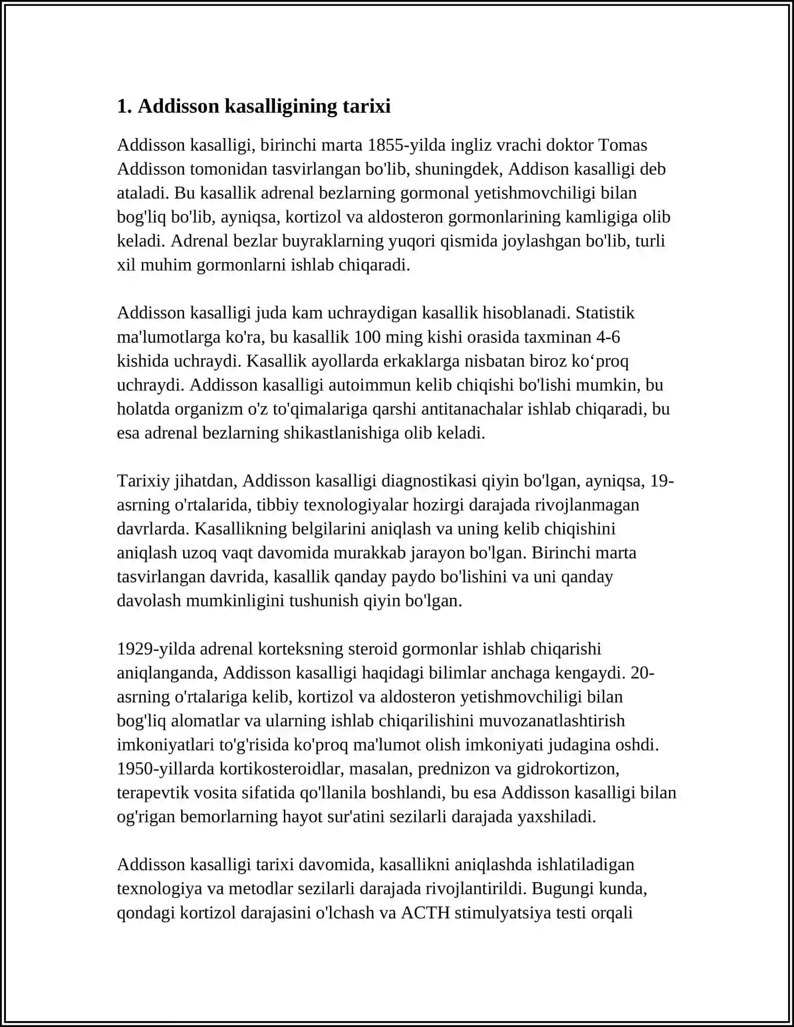 ADDISON KASALLIGI XAQIDA REFERAT 4
