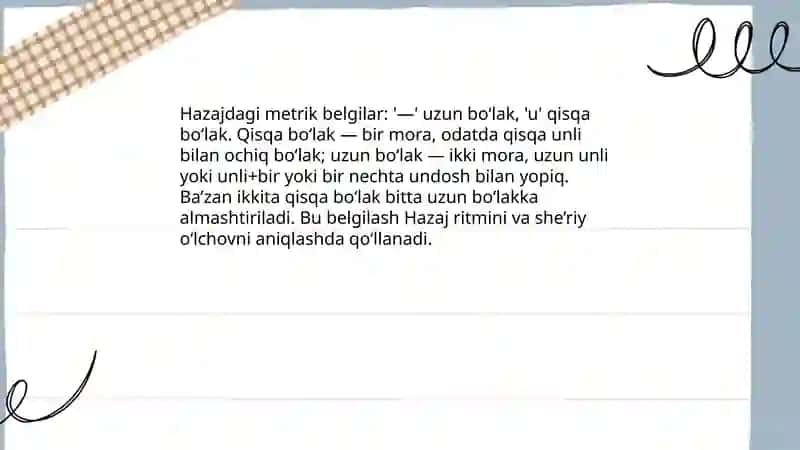 Hazaj bahrining musamman vaznlari tahlili 4