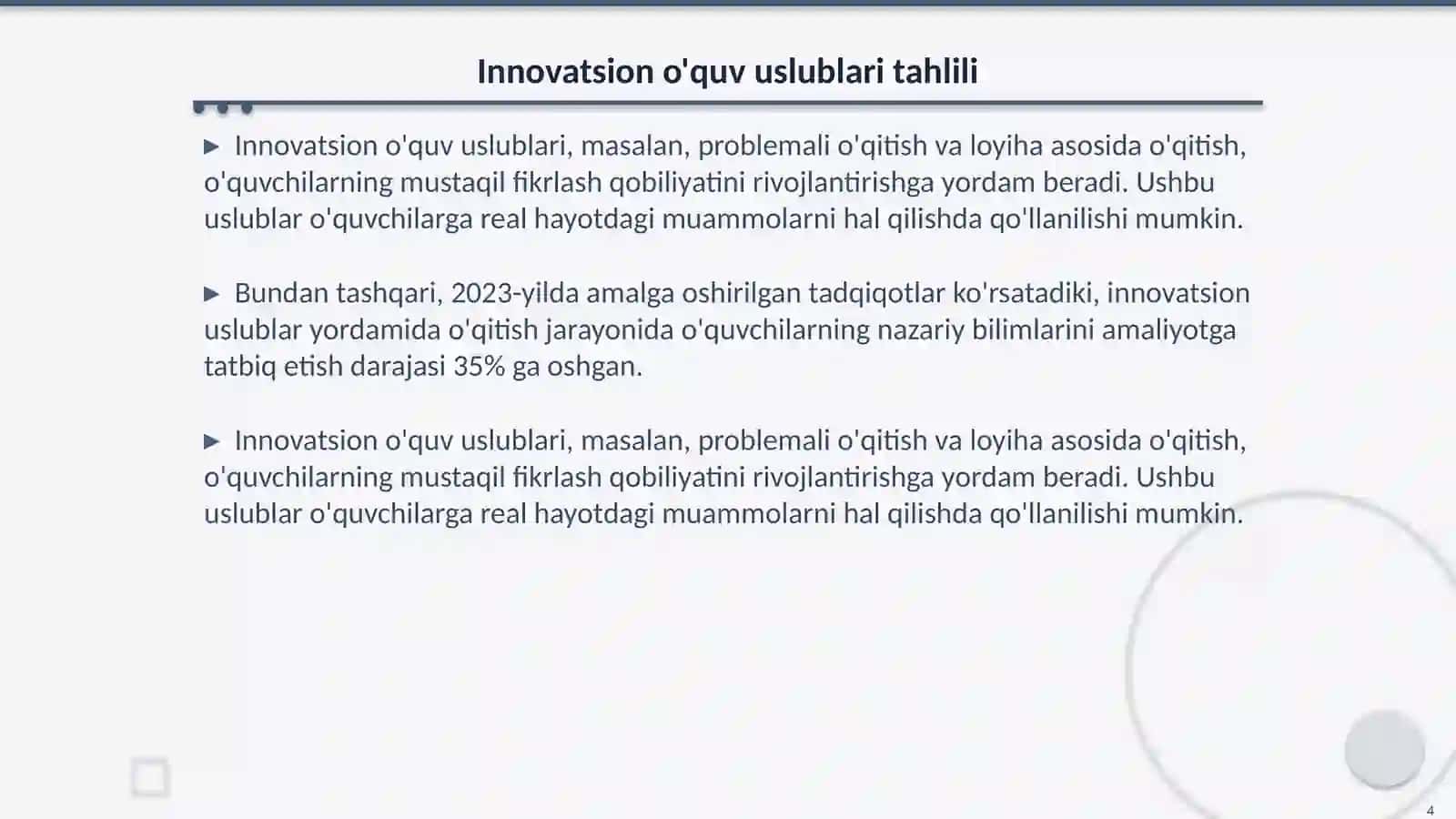 Texnologiya darslarini tashkil qilish shakllari 4