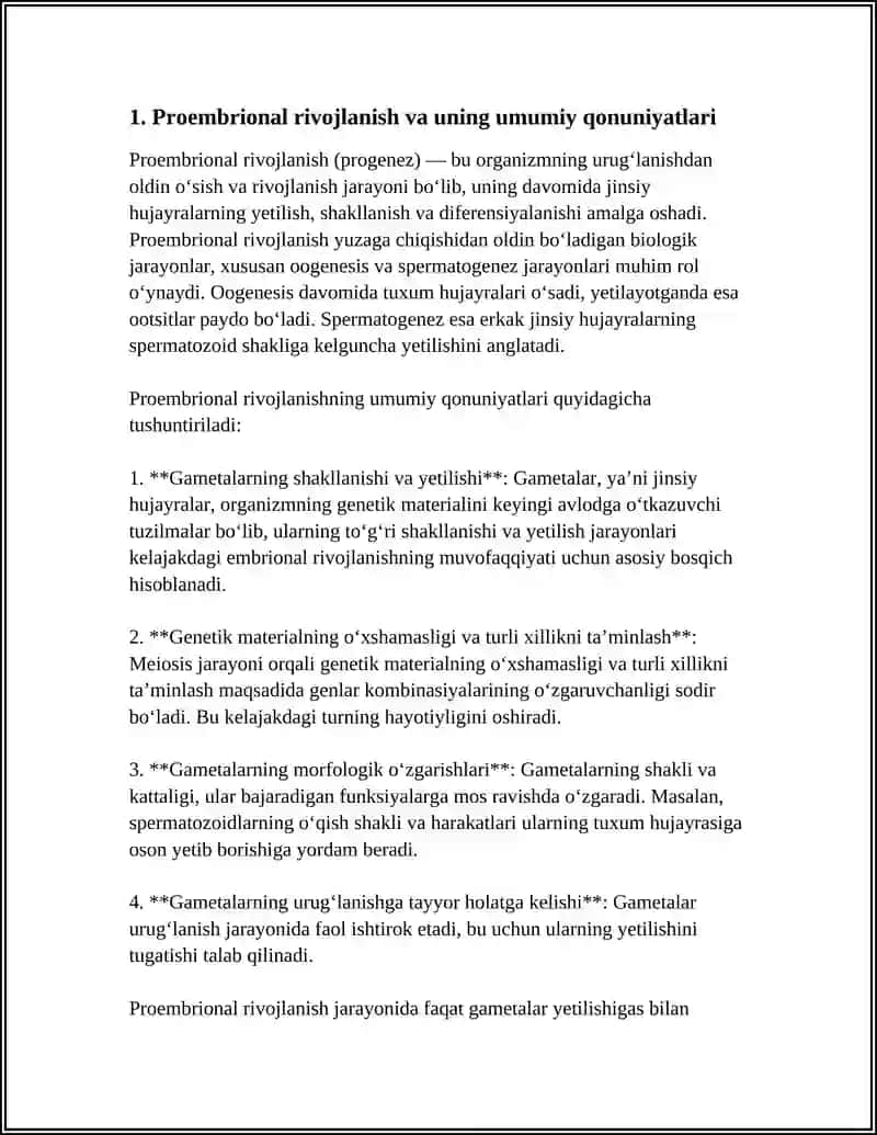 PROEMBRIONAL RIVOJLANISHNING UMUMIY QONUNIYATLARI 4