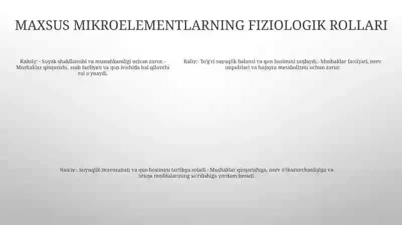 Mikroelementlarning Fiziologik OʻRni 4
