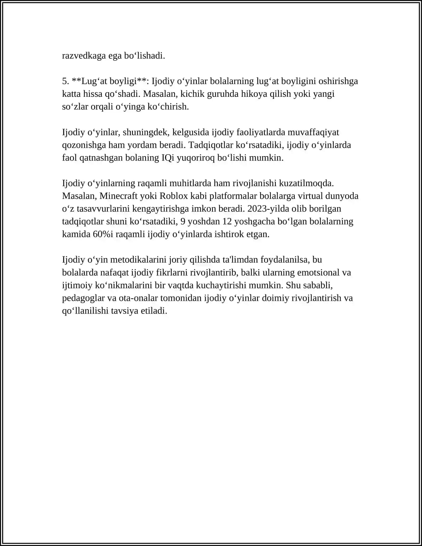 SAHNALASHTIRISH FAOLIAYTI JARAYONIDA BOLALARNING IJODKORLIGINI RIVOJLANTIRISH MAZMUNI 4