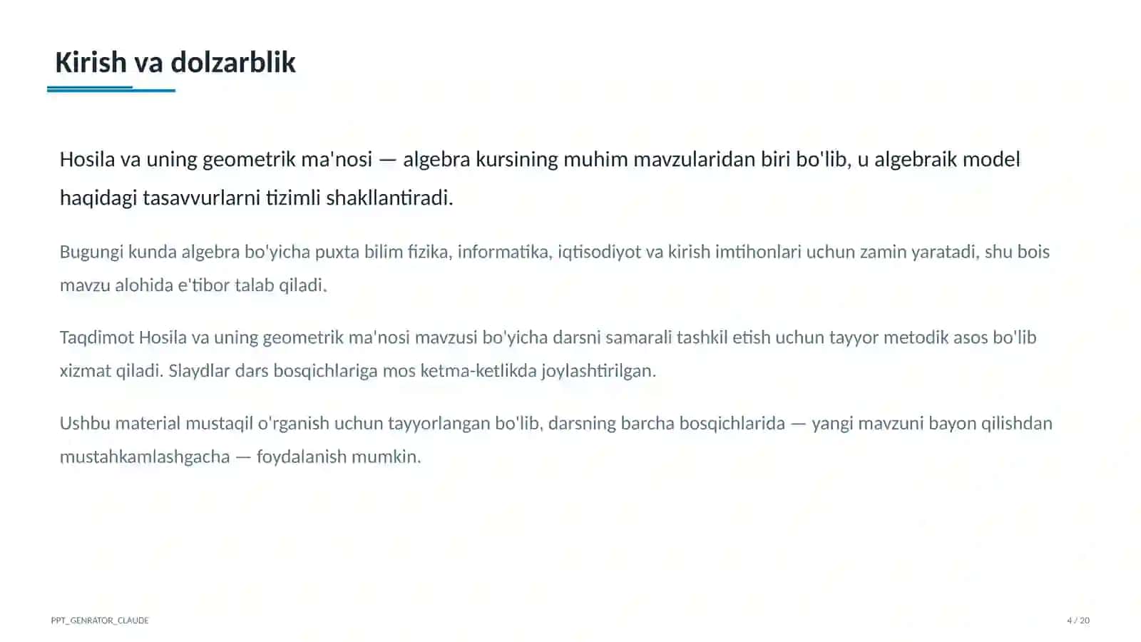 Hosila va uning geometrik ma'nosi (11-sinf) 4