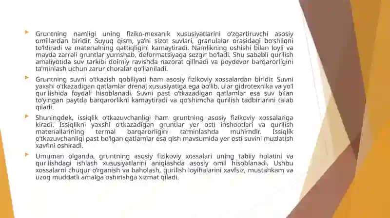 Gruntning fizikaviy ko'rsatkichlari. 4