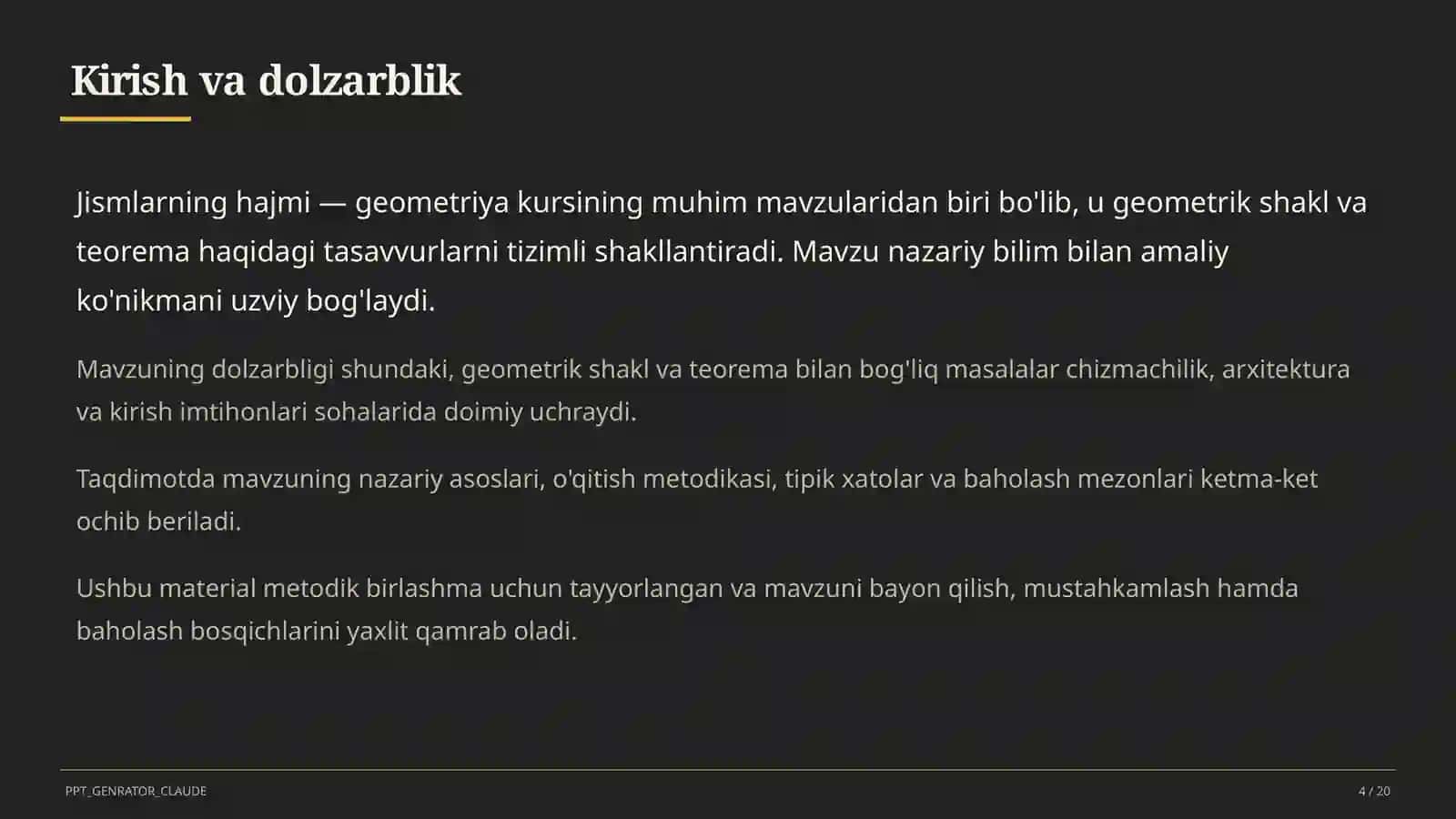 Jismlarning hajmi (11-sinf) 4