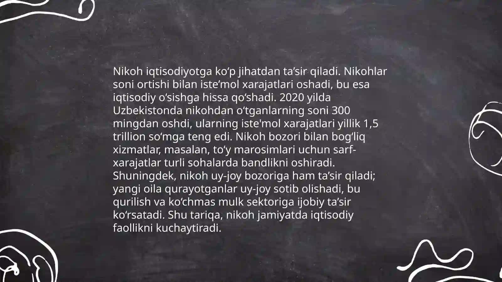 Nikohning yuzaga kelishiga asos bo‘ladigan ijtimoiy-iqtisodiy biologik, fiziologik ma‘naviy axloqiy psihologik amallar kompleksi 4