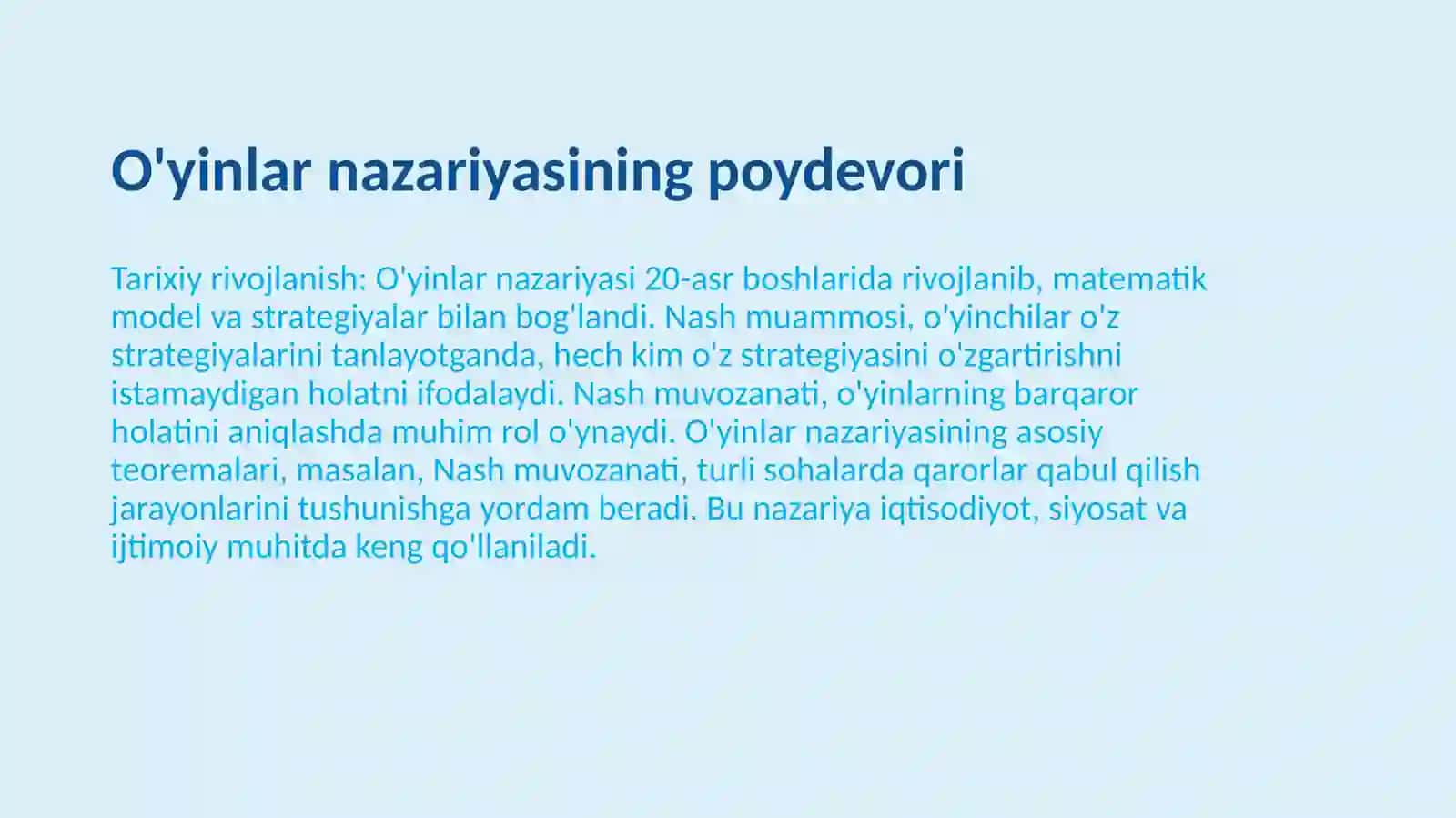 O'yinlarnazariyasini tahlil qilish 4