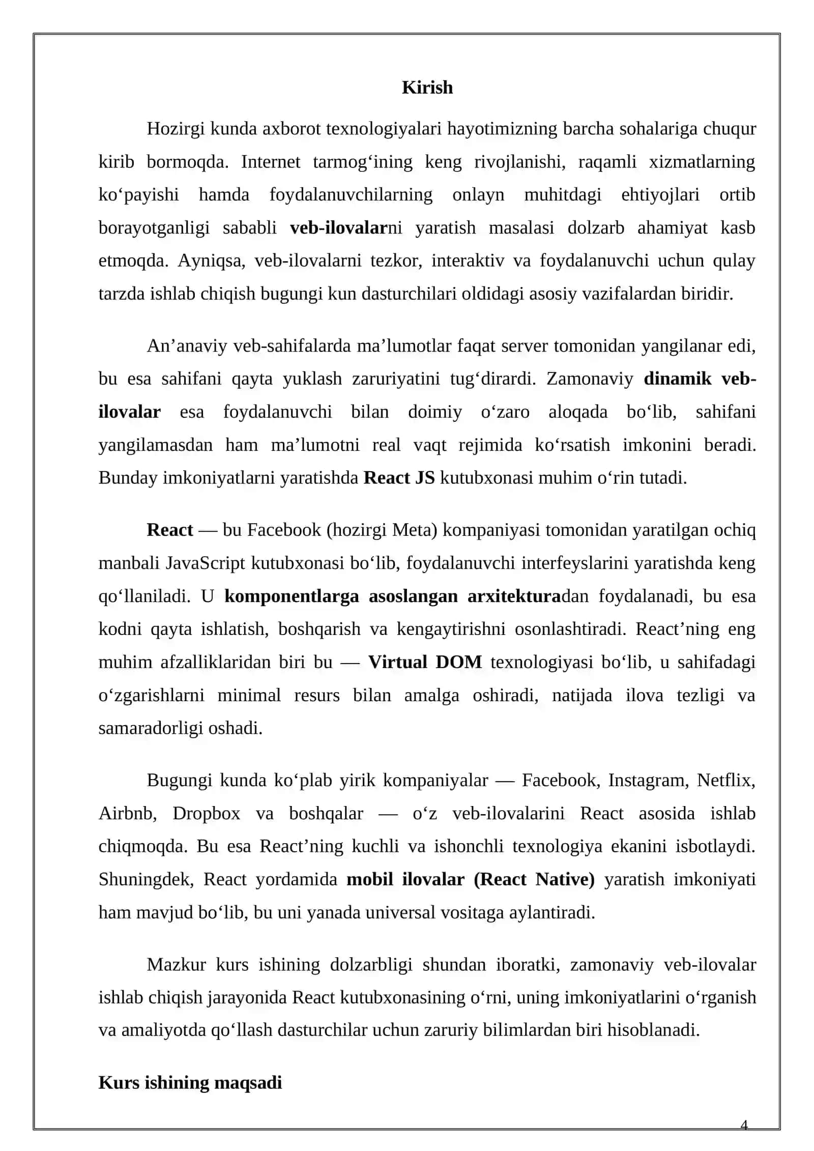React yordamida dinamik veb-ilova yaratish 4
