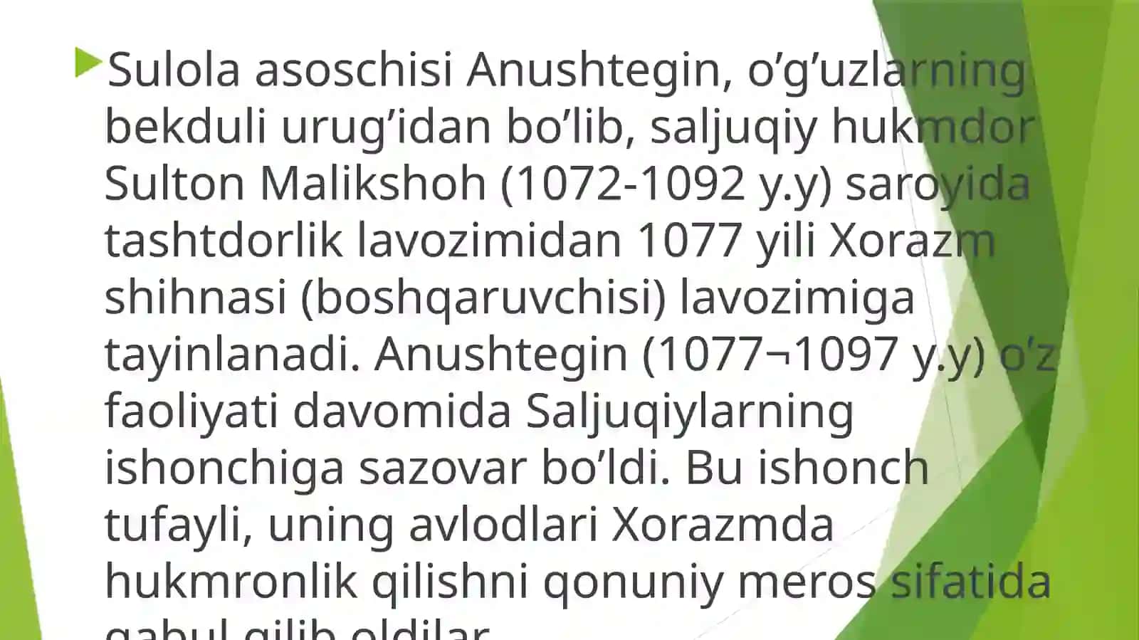 Katta Xorazm Davlati mavzusida tayyorlagan taqdimoti 4
