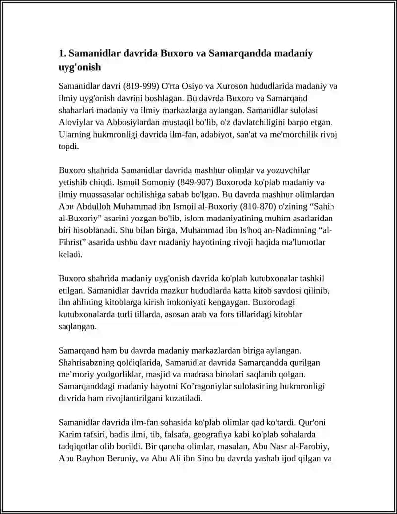 9-12 ASRLARDA MAMLAKATIMIZ HUDUDIDA RUY BERGAN MADANIY UYGONISH RENISANS 4