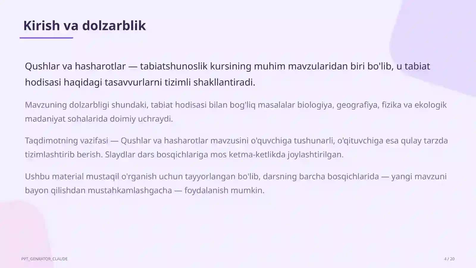 Qushlar va hasharotlar (2-sinf) 4