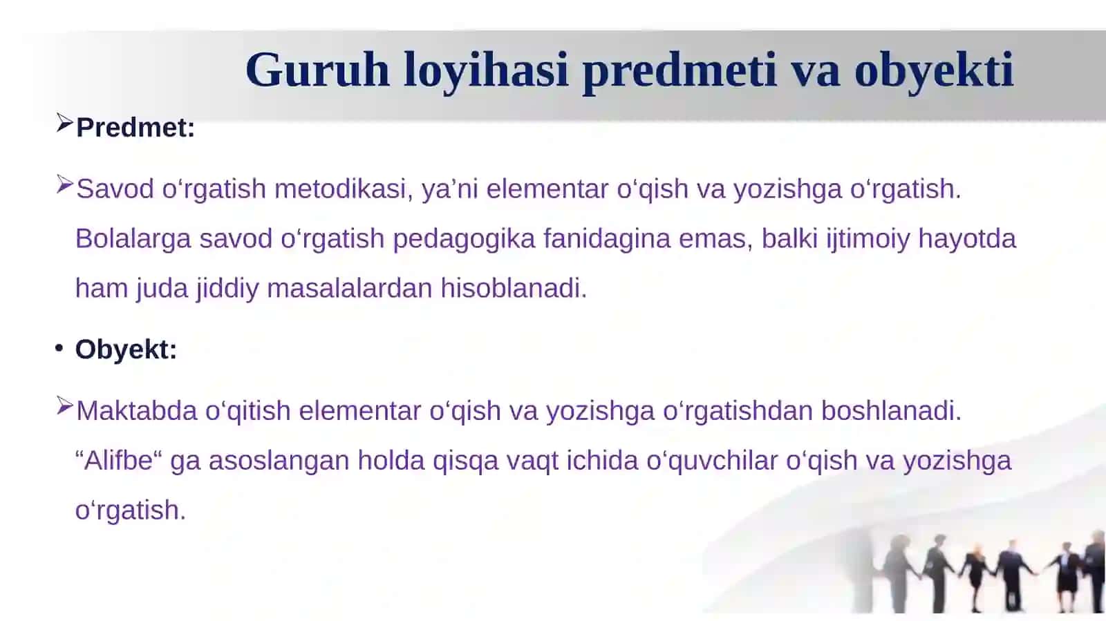 "Savod o‘rgatish tajribalarini tadbiq etish.” 4